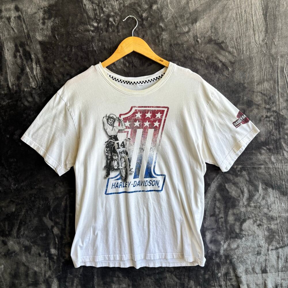 Harley Davidson Bike T-Shirt  Size: Large White